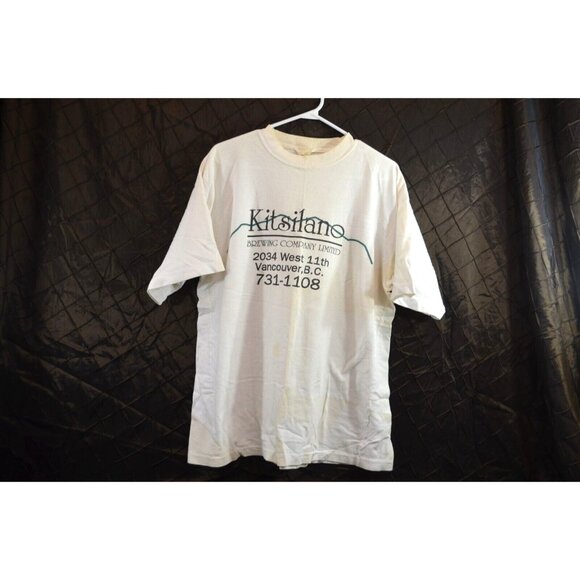 Kitsilano Brewing Company Ltd. Large White Shirt Cotton Vtg Just Brew It - Picture 1 of 12